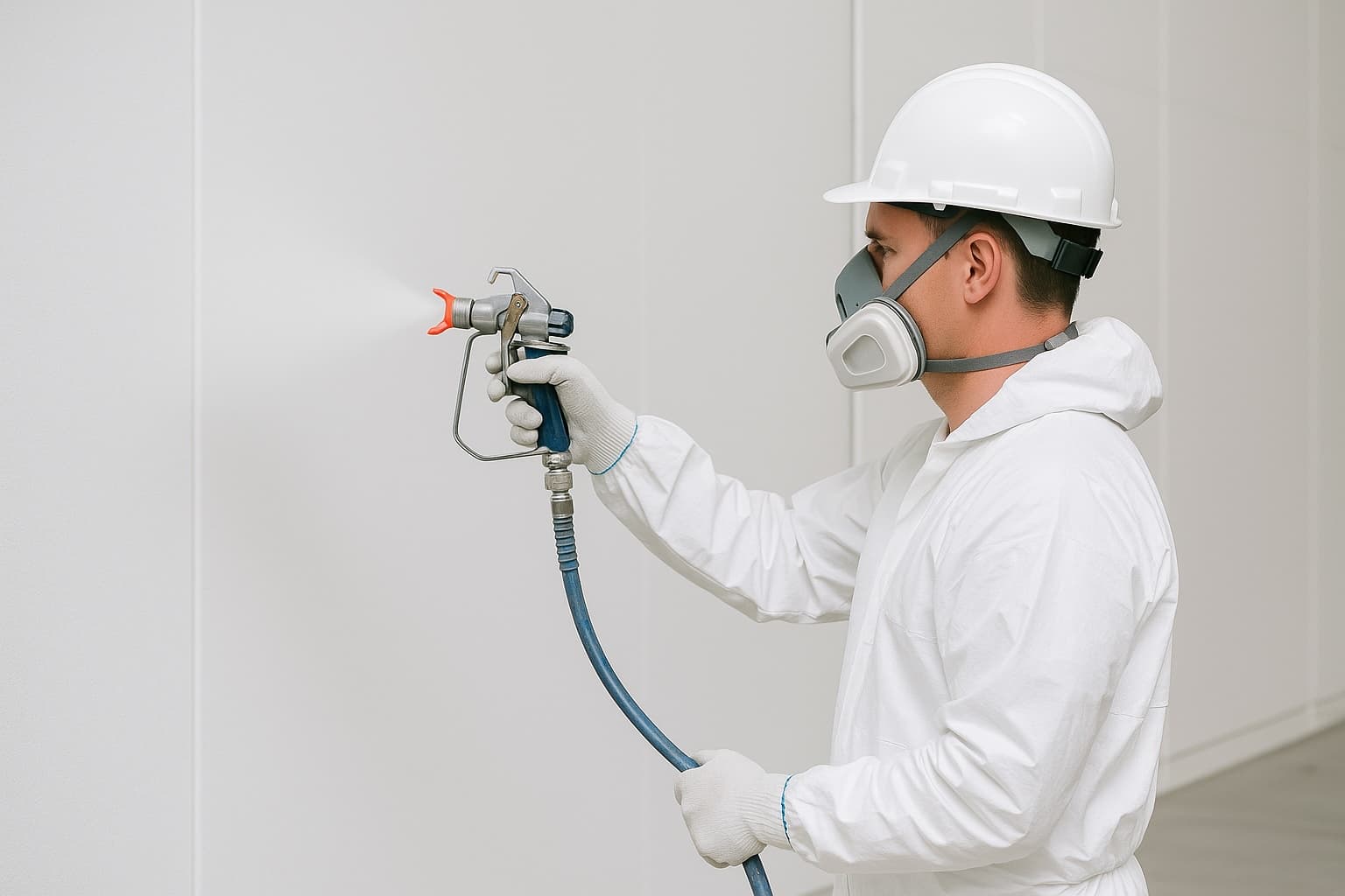 Spray painting a large GTA commercial interior wall